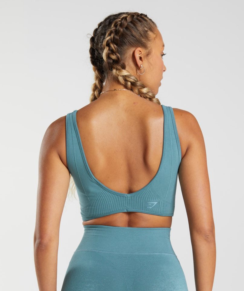 Women's Gymshark Rest Day Seamless Bralette Sports Bra Blue | NZ 8VTGFZ